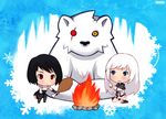  campfire chibi fiona fiona_(mabinogi) len|arc mabinogi mabinogi_heroes polar_bear thighhighs vindictus white_tyrant 