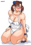  alternate_hairstyle apron blush breasts capcom chun-li flats housewife large_breasts milf naked_apron papepox2 smile street_fighter twintails 