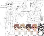  2girls abubu chameleon character_sheet horns monster_girl multiple_girls original pointy_ears sketch tail translated 