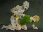  2boys anal arm_grab ass bare_shoulders barefoot blonde_hair blush bottomless clothed_sex cum dirty doggystyle earrings ghirahim grey_eyes highres holding_hand jewelry legend_of_zelda legs link male male_focus multiple_boys nintendo open_mouth sex skyward_sword smile tears the_legend_of_zelda the_legend_of_zelda:_skyward_sword toes uzuki_shiro white_hair yaoi 