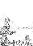  black_and_white brokeguy21 disney gun handgun hi_res jack_savage lagomorph line_art male mammal monochrome pistol rabbit ranged_weapon shooting simple_background sketch soldier violence weapon white_background zootopia 