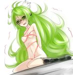  ahoge alchemic_magician bdsm big_hair bondage boots bound duel_monster goggles green_hair long_hair rope sitting solo sukumo_(kemutai) wariza white_background yuu-gi-ou 