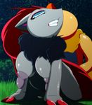  all_fours ambiguous_gender big_breasts big_nipples breasts c.d.i. cdi doggystyle duo female from_behind interspecies long_nipples nintendo nipples outside pok&#233;mon pokemon scrafty sex video_games zoroark 