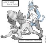  aggrobadger all_fours animal_genitalia ass_up balls canine_penis collar darkmask demon duo erection gay horn humanoid_penis hybrid knot lucario male mammal nintendo nude penis pok&#233;mon pokemon precum raccoon ringed_tail spanking tongue vein video_games wings 