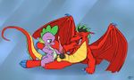  american_dragon:_jake_long anal anal_penetration balls blue_background cobalthusky crossover cum dragon erection friendship_is_magic gay jake_long male my_little_pony nude penetration penis plain_background red_body red_dragon scalie sex size_difference small_dom_big_sub spike spike_(mlp) 