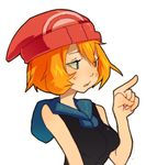  4chan blue_eyes breasts dismay fusion haruka_(pokemon) hat hikari_(pokemon) kasumi_(pokemon) lowres medium_breasts non-web_source orange_hair pointing pokemon simple_background solo white_background 