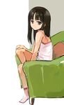  asasow bad_id bad_pixiv_id black_eyes black_hair chair chemise easy_chair hizashi_no_naka_no_real long_hair sitting sketch solo tsutsumi_kinuka 