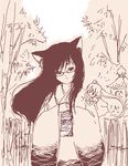  animal_ears artist_request copyright_request glasses japanese_clothes kimono lowres monochrome oekaki pink solo 