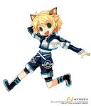  animal_ears armcho blonde_hair full_body green_eyes lion_(trickster) male_focus solo trickster 