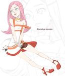  anemone_(eureka_seven) blue_eyes collar eureka_seven eureka_seven_(series) flower gulliver long_hair mksm pink_hair sitting solo 