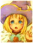  blonde_hair blue_eyes copyright_request hat long_hair machika_(mukulife) solo upper_body witch_hat 