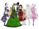  barasuishou blonde_hair bonnet bow bowtie doll dress drill_hair everyone flower_eyepatch green_bow green_neckwear hairband hat height_difference hina_ichigo kanaria kirakishou lolita_hairband long_hair long_sleeves looking_at_viewer mksm multiple_girls pink_dress pink_eyes red_dress red_eyes rozen_maiden shinku short_hair silver_hair simple_background souseiseki standing suigintou suiseiseki top_hat twin_drills twintails very_long_hair white_background white_hair yellow_eyes 