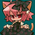  animal_ears artist_request bow cat_ears chibi copyright_request gothic lowres oekaki solo tail 