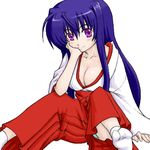  akabane_kureha artist_request hakama japanese_clothes lowres miko night_wizard oekaki purple_hair red_hakama solo 