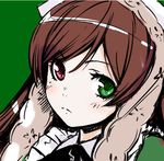  brown_hair close-up closed_mouth face ha-ru heterochromia lowres rozen_maiden solo suiseiseki 