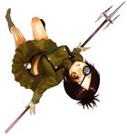  bad_id bad_pixiv_id black_hair chrome_dokuro eyepatch katekyo_hitman_reborn! lowres maca polearm short_hair skirt solo spear weapon yellow_eyes 