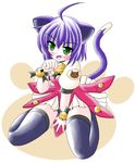  animal_ears bell cat_ears cat_tail imai_kazunari kneeling kyouran_kazoku_nikki midarezaki_kyouka purple_hair solo tail thighhighs zettai_ryouiki 