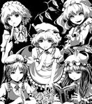  bad_id bad_pixiv_id bat_wings book braid fangs flandre_scarlet fuji_hyorone greyscale hat hong_meiling izayoi_sakuya knife monochrome multiple_girls patchouli_knowledge remilia_scarlet ribbon touhou wings 