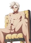  1boy axis_powers_hetalia brown_hair denmark denmark_(hetalia) masturbation nipples nude penis solo wince 