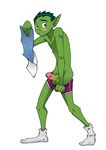 balls beast_boy blush caught dc erection looking_at_viewer male penis solo teen_titans unknown_artist 