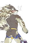  apin59 back_muscles backsack bael_(tas) balls blush butt canid canine canis clothing genitals jackal jockstrap male mammal pain perineum seth_(tas) strap_snap tokyo_afterschool_summoners underwear video_games 