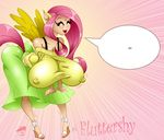  2012 animal_ears big_breasts big_butt blush breasts butt english_text equine erect_nipples female fluttershy fluttershy_(mlp) friendship_is_magic graphicbrat hair huge_breasts human humanized long_hair mammal my_little_pony nipples pegasus pink_hair solo text wide_hips wings 