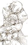  1girl bad_id bad_pixiv_id book greyscale hetero hug hug_from_behind japanese_clothes kirisame_marisa long_hair maou_mikage miko monochrome morichika_rinnosuke ribbon touhou 