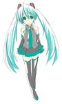  aqua_hair hatsune_miku long_hair necktie solo thighhighs twintails vocaloid yusya 