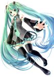  bad_id bad_pixiv_id detached_sleeves green_eyes green_hair hatsune_miku long_hair necktie solo thighhighs twintails very_long_hair vocaloid yoko_(shiocolor) 