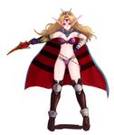  bad_id bad_pixiv_id blonde_hair blue_eyes boots bra cape circlet earrings elf esper_(saga_2) gloves jewelry kara_(color) lingerie long_hair long_pointy_ears panties pointy_ears saga saga_2 solo thigh_boots thighhighs underwear 