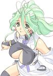  breasts cleavage green_eyes green_hair large_breasts magaki_ryouta original solo 