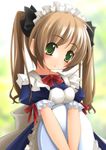  brown_hair green_eyes maid original shibacha solo twintails 