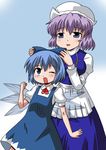  blue_hair cirno hat letty_whiterock multiple_girls poinikusu ribbon touhou wings 