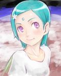  aqua_hair eureka eureka_seven eureka_seven_(series) face ha-ru hair_ornament hairclip lowres pink_eyes short_hair smile solo 