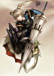  armor bad_id bad_pixiv_id blue_eyes lance monster_hunter n.a. polearm shield silver_hair solo twintails weapon 