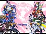  6+girls agito_(nanoha) ahoge animal_ears arm_garter asclepius asymmetrical_legwear bardiche bat_wings blonde_hair blue_hair bodysuit bow brown_hair cannon character_request cinque_(nanoha) closed_eyes coat confrontation deed_(nanoha) dieci_(nanoha) dual_wielding due_(nanoha) energy_sword english everyone facial_mark familiar fate_testarossa fighting_stance fingerless_gloves forehead_jewel forehead_mark gauntlets ginga_nakajima glasses gloves hair_ornament hairband hat headband highres holding huge_weapon inline_skates jacket klarwind levantine long_hair long_sleeves lutecia_alpine lyrical_nanoha machinery magazine_(weapon) magic_circle magical_boy magical_girl mahou_shoujo_lyrical_nanoha_strikers military military_uniform minigirl multiple_boys multiple_girls nove_(nanoha) numbers'_uniform numbers_(nanoha) older one_eye_closed open_clothes open_coat open_jacket otto_(nanoha) outstretched_arms pink_hair ponytail purple_hair quattro_(nanoha) raising_heart red_bow red_eyes red_hair reinforce_zwei revolver_knuckle roller_skates roman_numerals sansyodo sette_(nanoha) shamal siblings side_ponytail signum simple_background single_fingerless_glove single_gauntlet single_glove single_thighhigh sisters skates strada subaru_nakajima sword takamachi_nanoha teana_lanster thighhighs tonfa tre_(nanoha) twintails uniform uno_(nanoha) very_long_hair vita vivio waist_cape weapon wendi_(nanoha) white_background white_hair wings wolf_ears x_hair_ornament yagami_hayate zest_grangeitz 