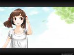  bad_id bad_pixiv_id brown_eyes brown_hair copyright_request headphones okamocheese short_hair solo twintails wind 