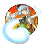  blue_eyes ghost hitodama konpaku_youmu konpaku_youmu_(ghost) renka ribbon short_hair silver_hair solo touhou 