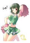  aida_takanobu cheerleader idolmaster idolmaster_(classic) idolmaster_1 midriff mole mole_under_mouth navel one_eye_closed otonashi_kotori pom_poms solo 