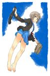  bad_id bad_pixiv_id bangs barefoot blue_sailor_collar feet holding holding_shoes kita_high_school_uniform nagato_yuki sailor_collar school_uniform serafuku shoes short_hair socks solo suzumiya_haruhi_no_yuuutsu wait8 