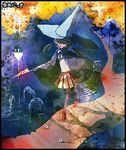  bad_id bad_pixiv_id blood hat knife lowres madotsuki skirt solo translated twintails witch_hat yume_nikki yuu_(arcadia) 
