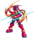  highres male_focus nakayama_tooru official_art rockman rockman_zero solo tonfa weapon zero_(rockman) 