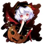  :p chibi flower halloween jack-o'-lantern pumpkin red_eyes remilia_scarlet solo tongue tongue_out touhou yuge_sasatarou 