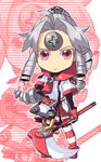  chibi drill_hair kanan_(karehane) long_hair os-tan red_eyes scythe silver_hair solo vista-tan vistake 