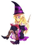  bad_id bad_pixiv_id blonde_hair book grimgrimoire hat kazune_(baumkuchen) lillet_blan long_hair magic_research reading solo wand witch wizard_hat 