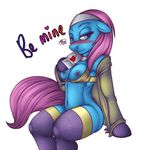  anthro anthrofied blue_fur blush bra breasts clothed clothing english_text envelope equine female flashing florecentmoo friendship_is_magic fur hair horse lotus lotus_(mlp) mammal my_little_pony pink_hair pony seductive sitting skimpy solo text underwear undressing 