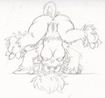  anthro anus big_clitoris black_and_white blush breasts butt clitoris female handstand looking_at_viewer mammal monkey monochrome nintendo nude plain_background pok&#233;mon pokemon primate pussy simisage sketch solo video_games white_background zinnthos 