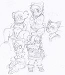  bear black_and_white breasts cat clothed clothing cubchoo feline female half-dressed looking_at_viewer mammal meowth monochrome nintendo nude plain_background pok&#233;mon pokemon pussy sketch teddiursa topless video_games white_background zinnthos 