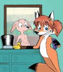  anthro canine cub duo edit female flat_chested fox hat male mammal millicent_mudd millie nude ozy ozy_and_millie shaved shaving webcomic young 