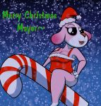  animal_crossing anthro breasts candy candy_cane canine christmas clothing cookie_(animal_crossing) dog dress female food holidays mammal marcodile nintendo short_dress video_games 